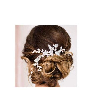IYOU Bridal Jewelry Wedding Hair Vine Silver Pearl Bridal Headpiece Flower Headband Leaves Hair Accessories for Women and Girls - Buy Online on GoSupps.com