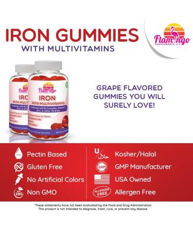 Iron Gummies: New Formula 20 mg Iron per Serving Plus Vitamin C Zinc B Complex. Iron Gummies for Women and Men. Anemia Supplement for Fatigue Prenatal Pregnancy- Vegan Kosher- 90 Ct - Buy Online on GoSupps.com