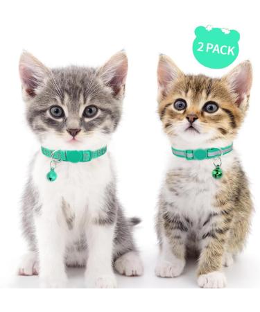 Taglory Reflective Cat Collar 2-Pack | Adjustable Safety Clasp & Bell | Turquoise 15-20cm for Kittens & Cats - Buy Online on GoSupps.com