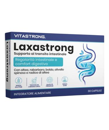 Vitastrong Laxastrong Support for intestinal transit premium formula plant extracts rhubarb sea buckthorn Ugal altea natural laxative 30 vegan capsules without genetic