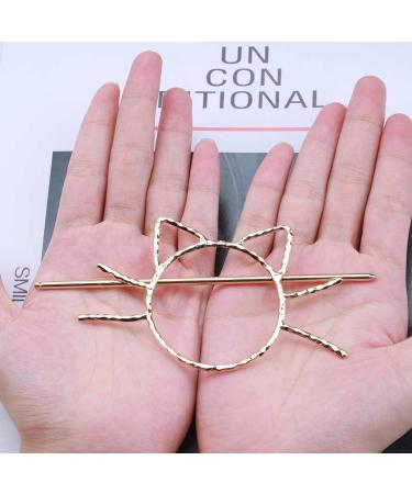 Yheakne Metal Hair Clip Cat Shape Hair Pin Vintage Hair Fork Bun Holder Alloy Hair Clip Decorative Hair Accessories for Women and Girls (Gold) - Buy Online on GoSupps.com