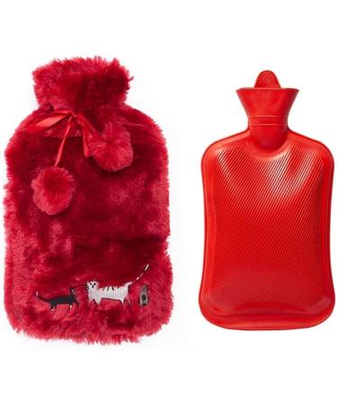 Bigging Design Cats Heat Bottle - 2L Hot Water Bottle with Soft Plush Cover for Adults & Kids | Knitted Relief for Back & Abdominal Pain - Red - Buy Online on GoSupps.com