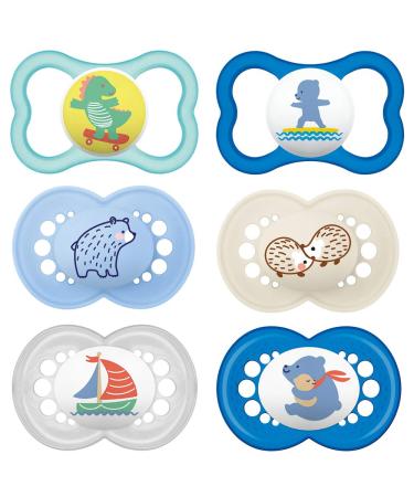 MAM Original Silicone & MAM Air Silicone Pacifier // 6-16 Boy // Set of 6 // incl. 3 sterilization transport boxes