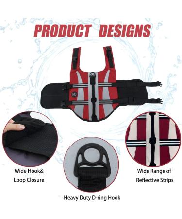 Emust Dog Swimming Vest - Large Red Ripstop Canine Swimming Suit with Double Rescue Handles for Pool Boat & Water Safety (XXL) - Buy Online on GoSupps.com