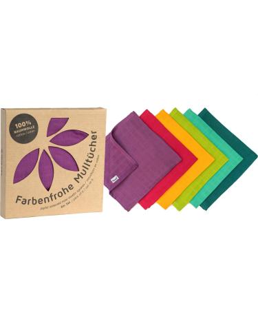 Divata Bunte Mini Mulltche 6 Set Rainbow approx. 35x35 cm-small colored baby spitting towels mull waves Oeko-Tex-certified Rainbow 6er