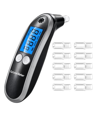 Breath Ketone Analyzer Portable Digital Ketone Meter Acetone Checker for Ketosis Testing with 10 Mouthpieces Black