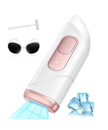 IPL devices hair removal with ice function unlimited flash laser hair removal 3 extended modes hair removal laser effective for whole body armpits face bikini a-rosa white