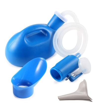 Urinal Funnel Men's Potty Portable Pee Bottle 2000 ML for Hospital Camping Car Travel (Blue)&Urinal Funnel