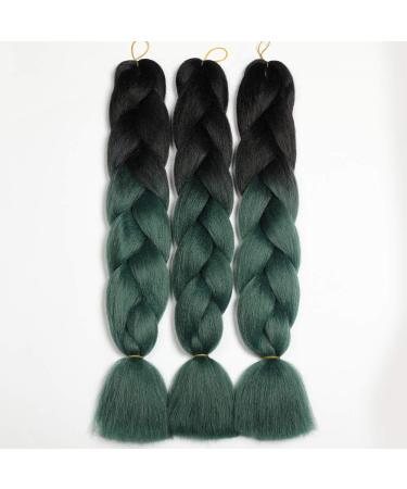 Shop Showjarlly Kanecalon Hair Braids Extensions - Ombre Jumbo Braids 24 (3 Pack) | Black/Dark Green | International Shipping Available - Buy Online on GoSupps.com