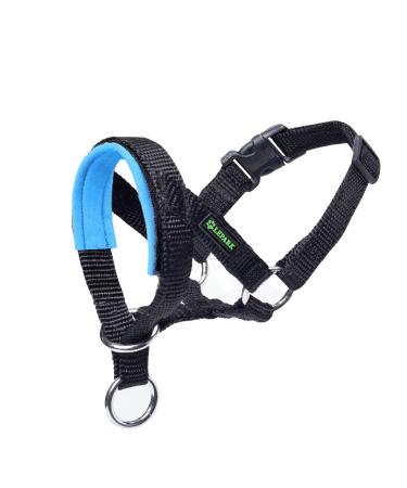 ILEPARK Dog Head Collar with Padded Fabric Head Harness for Dogs Anti pulling Head Halter Collar Adjustable and Easily Control (L Lake Blue) L Lake Blue