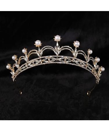 JWICOS Gold Crystal Queen Crown - Elegant Pearl Tiara for Wedding, Prom & Parties - Buy Online on GoSupps.com
