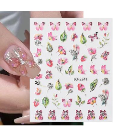 Watercolor Spring Nail Art Stickers - Pink Purple Floral Design for Acrylic Nails | DIY Nail Decorations for Women - Buy Online on GoSupps.com