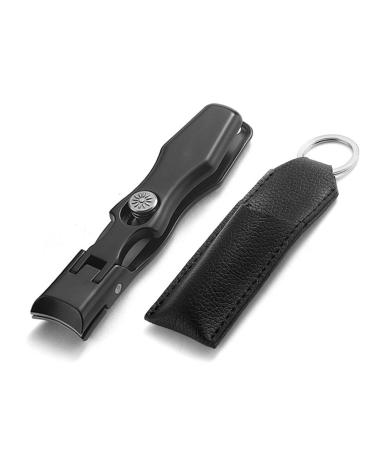 Sherum Nail Clippers Nail Clippers Set Large Opening Nail Clippers for Thick Nails Ultra Sharp Stainless Nail Clipper with Catcher (Black-A)