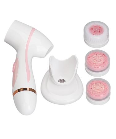 Electric Face Brush Waterproof Pore Deep Cleansing Silicone Facial Cleansing Brush for Salon (Pink)