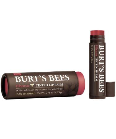 Burt's Bees 100% Natural Tinted Lip Balm Hibiscus 1 Pack x 4.25 g Hibiscus 4.25 g (1 Pack)