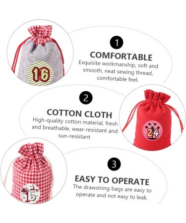 KOMBIUDA Drawstring Bag 1 Set Christmas Hanging Cloth Bag 24 Day Advent Calendar Cotton Christmas Bag Number Burlap Bag - Buy Online on GoSupps.com