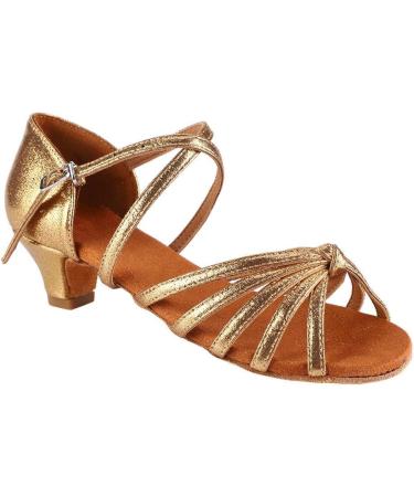 Comfortable Gold Latino Dance Shoes for Girls - PU Soft 4cm Heel Size 35 EU | International Shipping Available - Buy Online on GoSupps.com