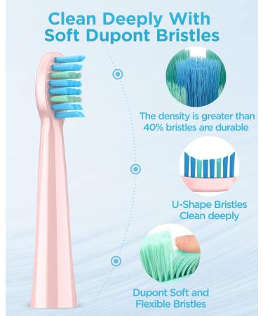 Sonic Electric Toothbrush for Adults and Kids - Rechargeable with 8 Brush Heads, 5 Cleaning Modes - Pearl Pink | 1 Count - Buy Online on GoSupps.com