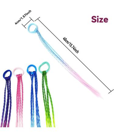 Colorful Hair Extensions - Braided Neon Hairpieces for Kids | Pack of 6 Synthetic Colored Braids with Elastic Bands - Buy Online on GoSupps.com