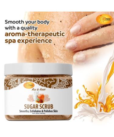 Buy SPA REDI Sugar Body Scrub - Milk & Honey 16 Oz | Exfoliating & Moisturizing Body Exfoliator for Smooth Glowing Skin | International Shipping Available - Buy Online on GoSupps.com