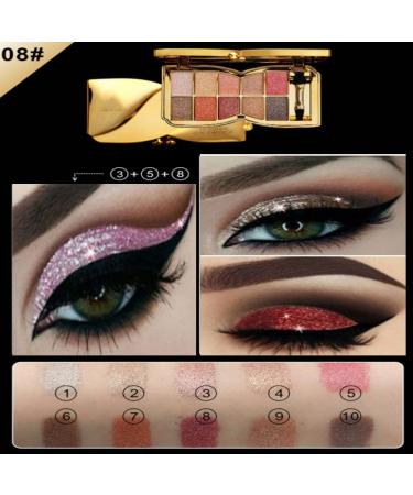 Gold Shimmer Eyeshadow Palette - 10 Sparkly Colors, Highly Pigmented, Long Lasting & Waterproof - Professional Neutral Smoky Eye Palette - Buy Online on GoSupps.com