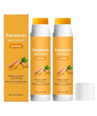 homomdy Turmeric lipstick turmeric and lemon lip balm deeply moisturizing and nourishing natural exfoliant long-lasting moisturizer for dry chapped and dull lips (2 pcs)