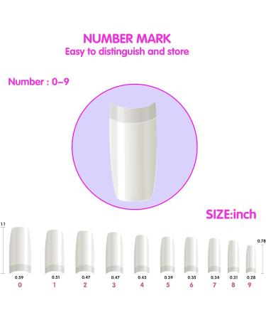 WJIASI Natural False Nails: Oval French Acrylic Artificial Nail Tips for Girls & Women - 500 pc, 10 Sizes - Natural Color - Buy Online on GoSupps.com