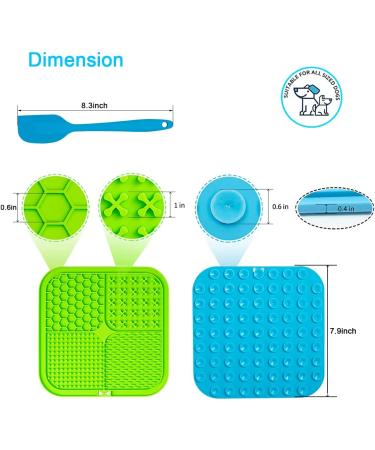 MateeyLife Licking Mat 2PCS for Dogs and Cats | Premium Lick Mats with Suction Cups | Anxiety Relief & Boredom Reducer | Perfect for Bathing, Grooming | Blue & Green + Spatula - Buy Online on GoSupps.com
