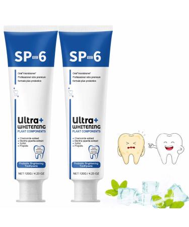 2pcs sp-6 Ultra Whitening Toothpaste, Sp-6 Ultra Whitening, Sp 6 Toothpaste, Ultra Whitening Toothpaste Sp - 6, Probiotic Brightening Toothpaste, Deep Cleaning Care Toothpaste (Blue)