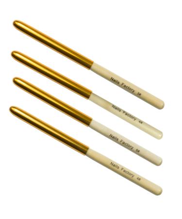 N&BF Profi Gel brushes around Gold 4 Set |Nagel Studio brush red marten hair |NailArt brush for nail design |Kolinsky Brush Acryl & Gel Modelagen |Premium real hair brush