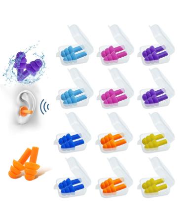 Silicone Ear Plugs for Sleeping 12 Pairs Reusable Earplugs Noise Reduction Ear Plugs Soft Waterproof Earplugs Hearing Protection for Concert Swimming Study Loud Noise Snoring