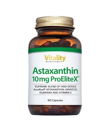 Astaxanthin 10mg proelitex 60 vegetarian capsules for 2 months Astaxantina highly dose with hibiscus guarana and vitamin E vegan.Vitality Nutritionals by Vitaminexpress