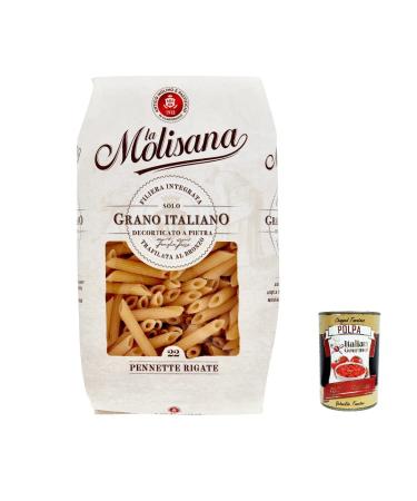 Italian Gourmet E.R. La Molisana Pennette Rigate N. 22 Pasta Lenta Lavorazione Lot de 5 p tes base de semoule de bl dur Dessin bronze 500 g + Polpa Italian Gourmet 400 g