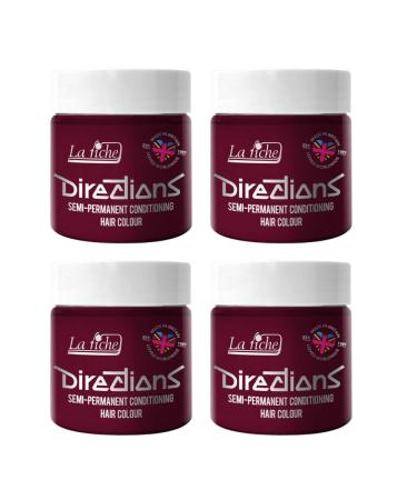 4x La Riche Directions Semi-Permanent Hair Color 100ml Tub - Rubine Rubine 100 ml (Pack of 4)