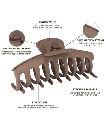 SETUPA 8 Pack Large Hair Claw Clips & 2 Silk Scrunchies - Strong Hold Jaw Clips for Women and Girls - Neutral Colors - 4.3 Inch Square Hair Claws - Buy Online on GoSupps.com