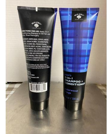 Bolero Men's 2 in 1 Shampoo + Conditioner Cedarwood + Sage (2 EA 10.2 Oz)