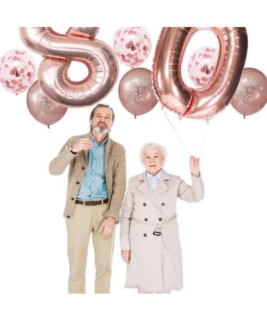 Rose Gold 80th Birthday Balloons Set for Women - Unique Decorations with Printed Latex Happy Birthday Balloons and Confetti Balloons - Buy Online on GoSupps.com