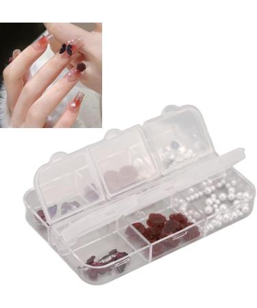 Nail Art Rhinestones Kit Dark Red Butterfly Nail Charms Glittering 3D Flower Portable Nail Charms Vintage Nail Charms Kit Transparent with 6 Grid Storage Box - Buy Online on GoSupps.com