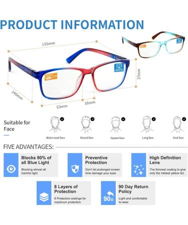 K KENZHOU Multifocus Reading Glasses - Blue Light Blocking Square Frame for Men & Women | International Shipping Available - Buy Online on GoSupps.com