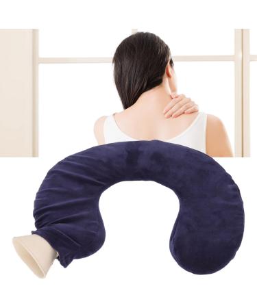 Bagima U-Shaped Heat Bottle Heating Pillows - Soft Rubber Hot Water Bottle for Winter Neck Therapy - Removable Fabric Cover (Navy Blue) - Buy Online on GoSupps.com