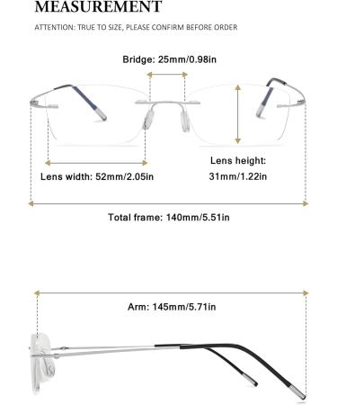 Vevesmundo Randlos Titan Reading Glasses - Anti Blue Light Ultralight Metal Visual Aid for Men - Frame-less Gray & Silver Options - Buy Online on GoSupps.com