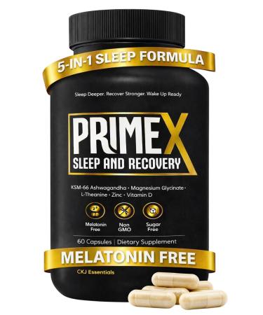 Deep Sleep Supplement Melatonin Free Sleep Aid with KSM-66 Ashwagandha and Magnesium Glycinate for Nighttime Relaxation Recovery & Restful Sleep- with L-Theanine Zinc & Vitamin D3 (30 Servings)