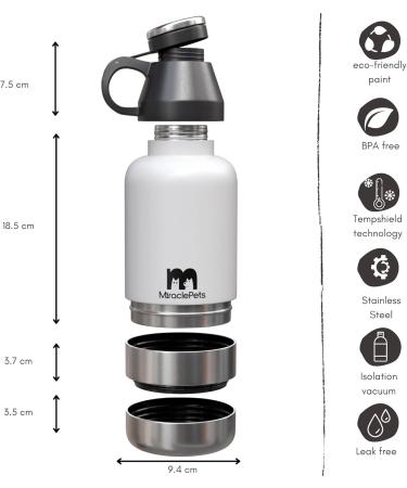 Miracle Pets Dog Drinking Bottle - BPA-Free 1L Stainless Steel Water Bottle & Food Bowl for On-the-Go Puppies - Durable Travel Accessories - Buy Online on GoSupps.com