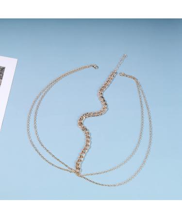 Inilbran Boho Layered Head Chain Gold Cuban Chain Headpieces Headband Punk Chunk Link Chain Heairchain Vintage Hair Prom Costume Festival Hair Accessories Jewelry for Women and Girls - Buy Online on GoSupps.com