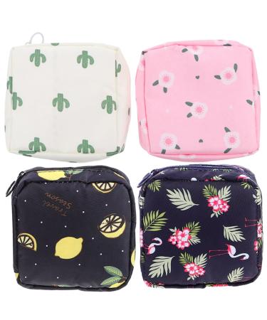 Lurrose 4pcs Napkin Storage Bag Pouch Wallet Coin Purse Wallet Small Bag Organizer Teen Pads First Period Menstruation First Period Girls Menstrual Pad Bag Portable Lipstick Bag