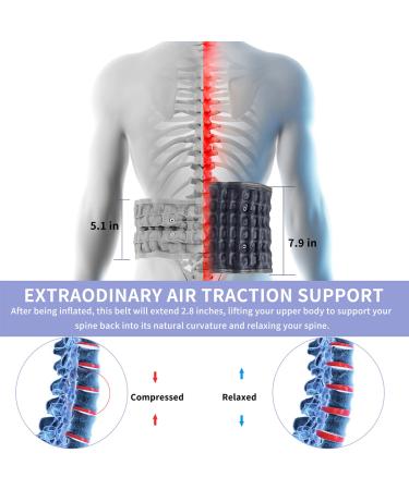 Tempsnug Decompression Back Belt - Inflatable Lumbar Traction Device for Low Back Pain Relief - One Size Fits 29-49 Waist - Blue - Buy Online on GoSupps.com