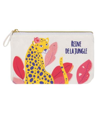 Draeger Paris - Course Course Colorful Printed - Pocket Organizer/Beauty Pocket - Panther Reine de la Jungle (in French) - 21 x 12 cm