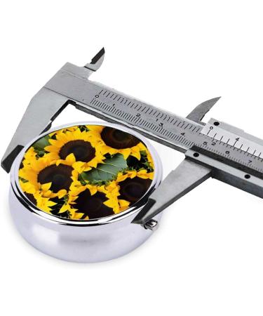 Sunflower Round Pill Box - 3 Compartment Travel Medicine Organizer | Portable Decorative Pocket Vitamin Holder - Buy Online on GoSupps.com