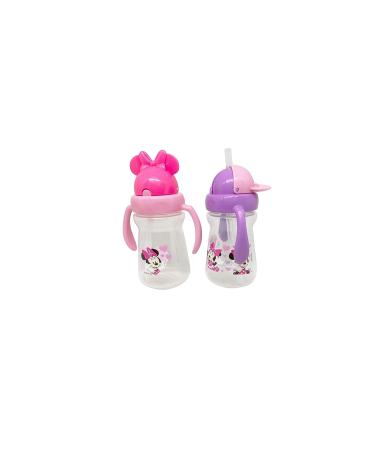 Disney Cudlie Minnie Mouse Baby Girl Sippers - 2 Pack, 6 Oz with Handles, Pop Up Straw, Character Molded Lid - Pink & Purple - 2 Count - Buy Online on GoSupps.com