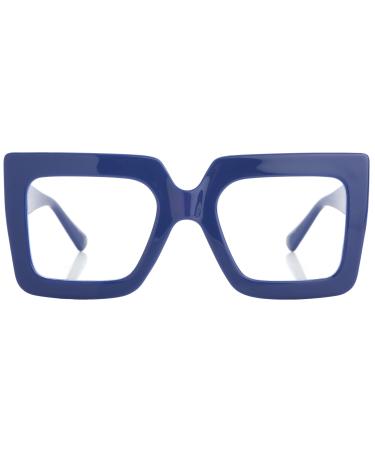 Kursan Oversized Square Black Glasses for Women Men Big Frame Blue Light Blocking Glasses Fashion Eyeglasses (Blue) Blue 53 Millimeters